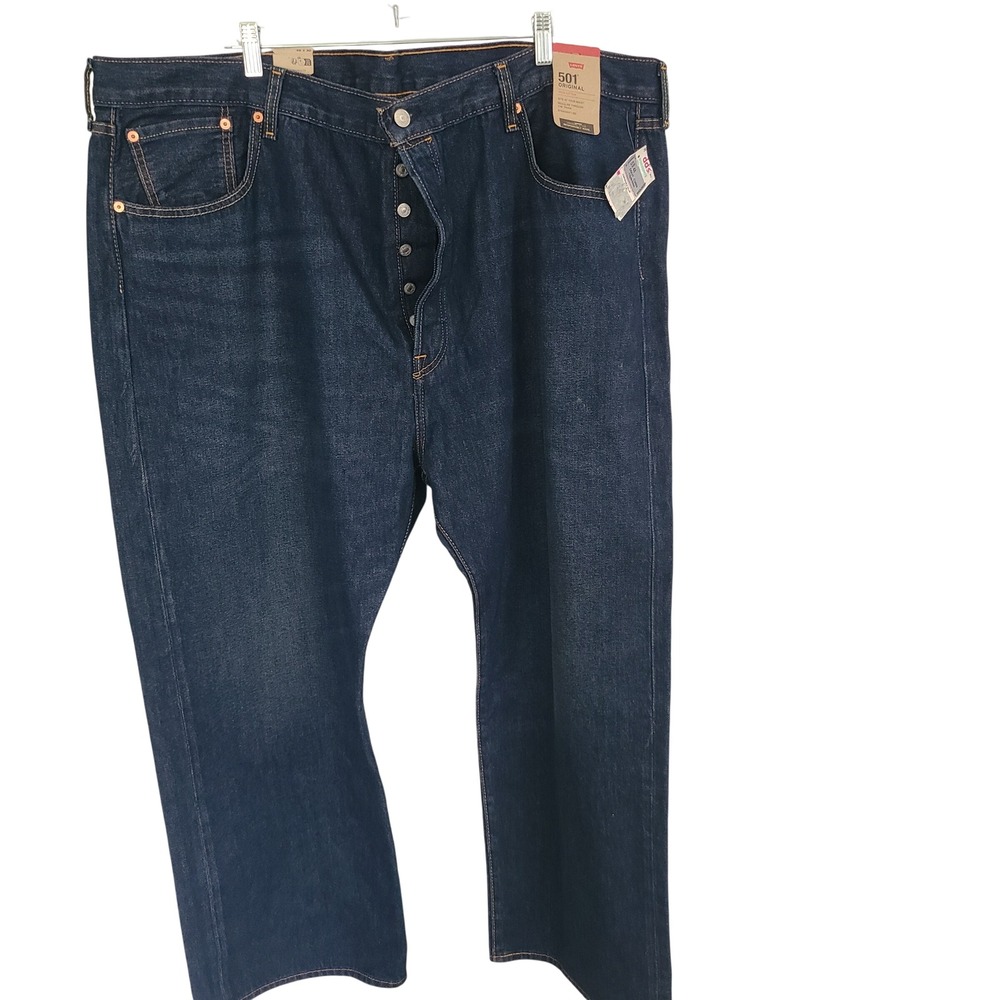 Levi's 501 Original Fit Mens Jeans 48x30 Dark Wash Blue Straight Leg Cotton NEW‎